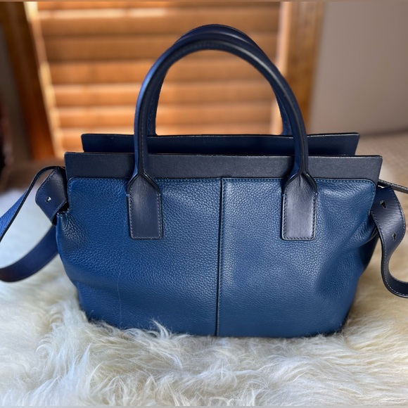 Chloe Cate Calfskin Grained Leather Medium Satchel Bag, Blue - Picture 4 of 15